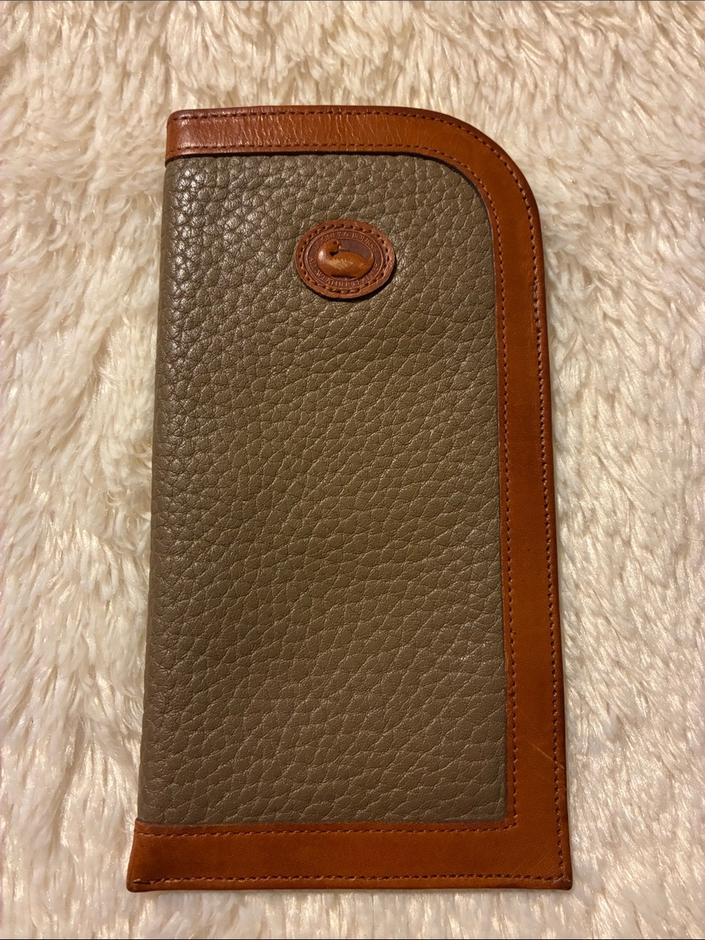 Dooney & Bourke Tan Pebbled Leather Eye Glass Holder with Tan Trim